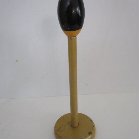 Egg Head Flapper Wooden Hat Stand Painted Blue Eyes Lathe Turned Millinery Decor main image 5
